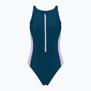 Dámske jednodielne plavky Speedo Zip Colorblock dark teal