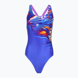 Dámske jednodielne plavky Speedo Placement Digital Powerback molten blend/cobalt pop
