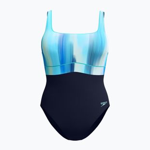 Dámske jednodielne plavky Speedo Shaping Contour Eclipse Printed true navy/berry