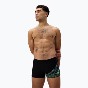 Pánske plavky boxerky Speedo Medley Logo Aquashort black/alfalfa green