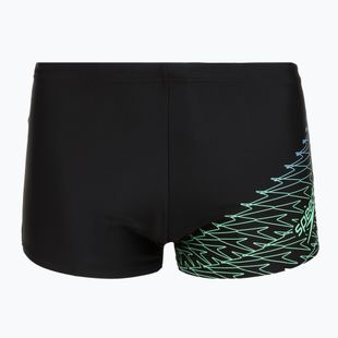 Pánske plavky boxerky Speedo Medley Logo Aquashort black/alfalfa green