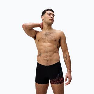 Pánske plavky boxerky Speedo Medley Logo Aquashort black/neon coral