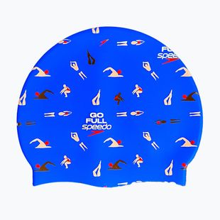 Plavecká čiapka Speedo Printed Silicone speedo blue go full speedo swimmers