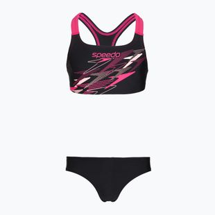 Detské dvojdielne plavky Speedo Medley Logo Racerback 2pc anthracite/pink
