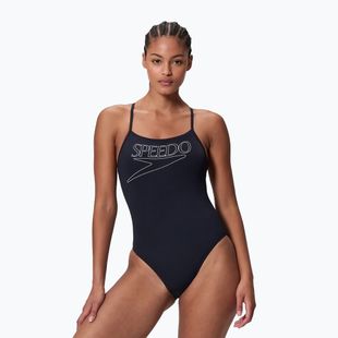 Dámske jednodielne plavky Speedo Endurance+ Logo Thin Strap anthracite