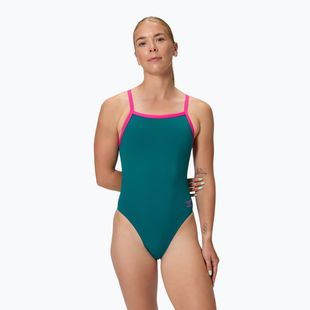 Dámske jednodielne plavky Speedo Solid Turnback peacock