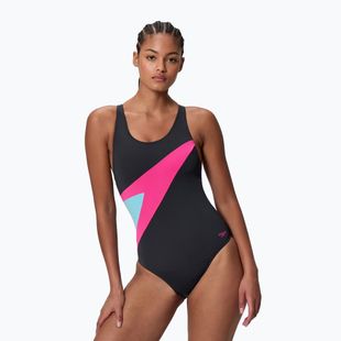 Dámske jednodielne plavky Speedo Hyperboom Butterfly Back anthracite/margarita pink