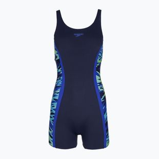 Dámske jednodielne plavky Speedo Hyperboom Splice Muscleback Legsuit peacoat/sapphire