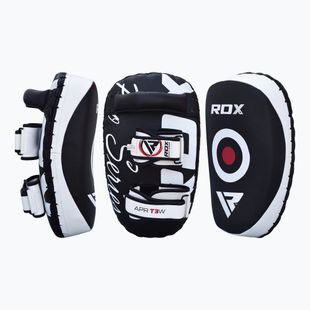 Boxerská lapa RDX T3 Muay Thai Training Shield Kick Pads white/black