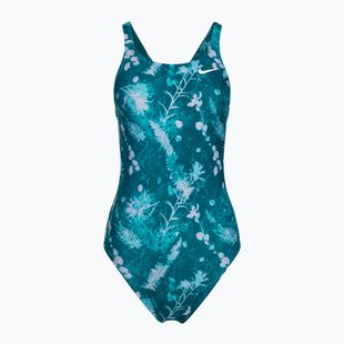 Dámske jednodielne plavky Nike Hydrastrong Multi Print Fastback mineral teal