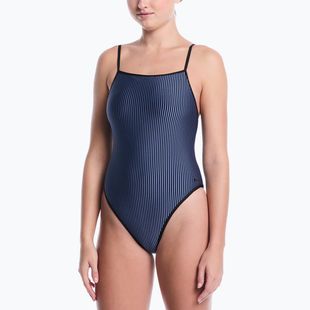 Dámske jednodielne plavky Nike Ocean Bound Ripple Texture Square Neck slate