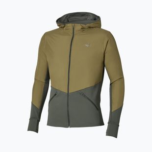 Pánska bežecká bunda Mizuno Active Warmalite Hybrid Full Zip Hooded Long Sleeve Top forest night