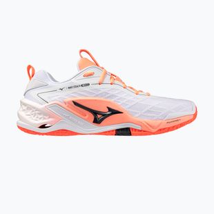 Hádzanárske topánky Mizuno Wave Stealth Neo 2.1 white/black/flamingo coral