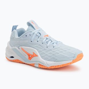 Dámske hádzanárske topánky Mizuno Wave Stealth Neo 2.1 blue finch/lava orange/white