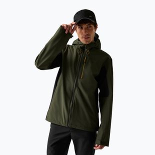 Pánska nepremokavá bunda REGATTA Birchdale II dark khaki/black