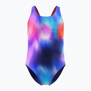 Detské jednodielne plavky Speedo Allover Print Leaderback post it pink