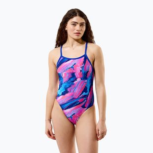 Dámske jednodielne plavky Speedo FL Printed Turnback brushy glitch/hope