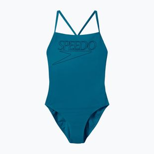 Dámsky jednodielny plavkový úbor Speedo Endurance+ Logo Thin Strap teal abyss