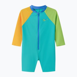 Detské jednodielne plavky Speedo Colorblock Zip LS aqua breeze