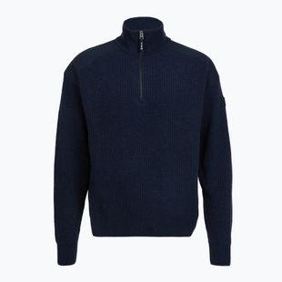 Pánsky sveter Dovre Ribbed Knit Half Zip navy