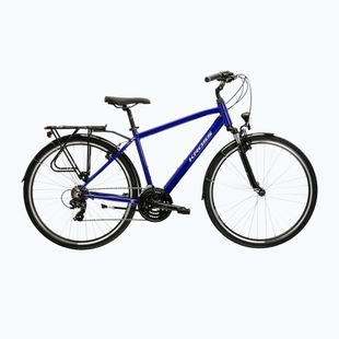 Pánsky trekingový bicykel KROSS Trans 1.0 navy blue/silver/gloss