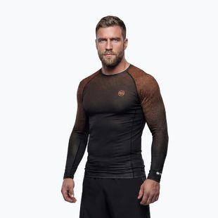 Pánsky rashguard s dlhým rukávom Pitbull Belt Rashguard brown