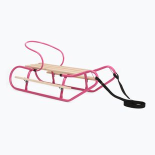 Kovové sánky HUMBAKAs operadlom a opierkami na nohy pink