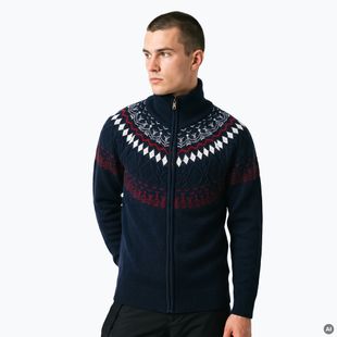 Pánsky sveter Woolcano SWT1093 Granatrowy/Kremowy