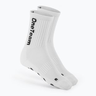 Detské futbalové ponožky OneTeam Precision Grip non-slip 2-pack white