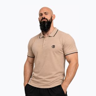Pánske polo tričko Octagon Legion Tipped Small Logo 3D Polo beige