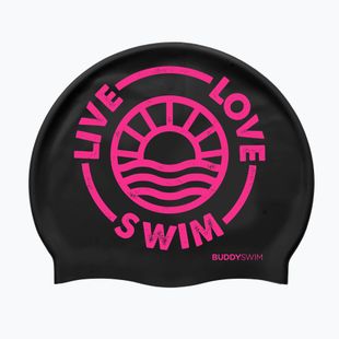 Plavecká čiapka BuddySwim LLS2 Silicone black / pink