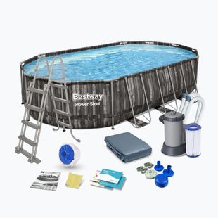 Bestway Power Steel Oval Pool Set 610 x 366 cm hnedý