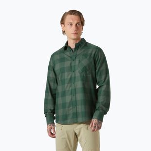 Pánske tričko Helly Hansen Aker Flannel LS jungle green buffalo plaid