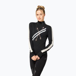 Dámske tričko longsleeve super.natural KryTeeede Col T-Neck Light jet black/white/mountain trail gl/white