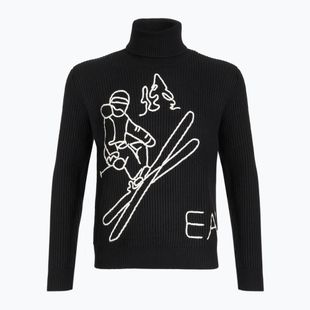 Pánsky sveter EA7 Emporio Armani Mountain Apres Ski Embroidery Knitted black / bianco emb