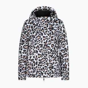 Dámska lyžiarska bunda EA7 Emporio Armani Ski Kitzbuhel Softshell fancy white animalier