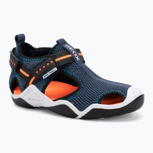 Detské sandále Geox Wader navy/fluo orange