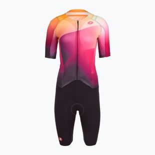 Dámska cyklistická kombinéza Castelli Free Sanremo 3 SS In dark night shade/vivid orange-bright rose