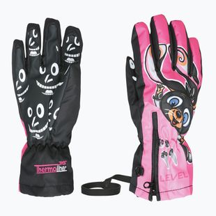 Detské lyžiarske rukavice Level Lucky hot pink