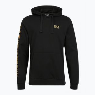 Pánska mikina Emporio Armani EA7 Train Logo Series Extended Logo Hoodie black / gold