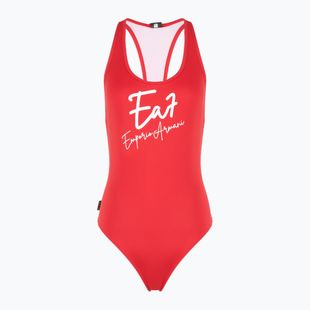 Dámske jednodielne plavky EA7 Emporio Armani Maxi Logo One Piece racing red