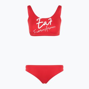 Dámske dvojdielne plavky EA7 Emporio Armani Maxi Logo Bikini Top racing red