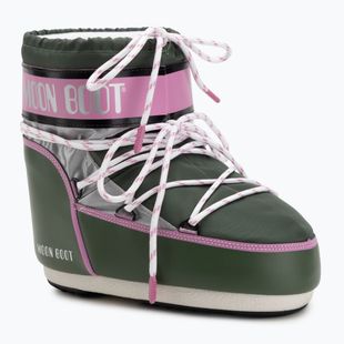 Dámske snehové topánky Moon Boot Icon Low Space Racing forest green/silver/pink