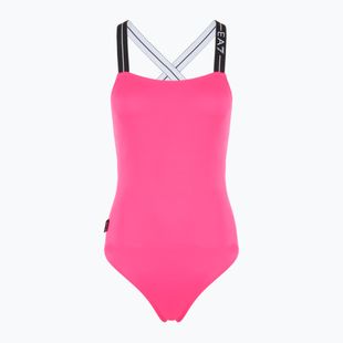 Plavky EA7 Emporio Armani Logo Tape One Piece neon pink