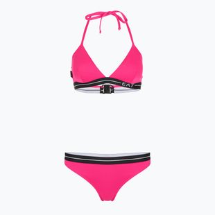 Dámske dvojdielne plavky EA7 Emporio Armani Logo Tape Bikini Triangle neon pink