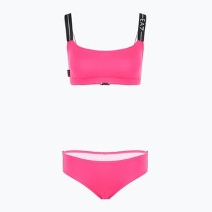 Dámske dvojdielne plavky EA7 Emporio Armani Logo Tape Bikini Top neon pink