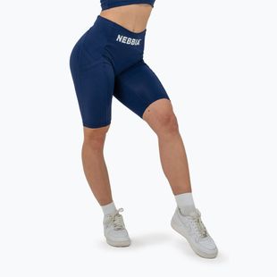Dámske šortky NEBBIA High Waisted Biker 10″ Gym Therapy training šortky dark blue