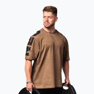 Pánske športové tričko NEBBIA Washed-Off Lifting Club light brown