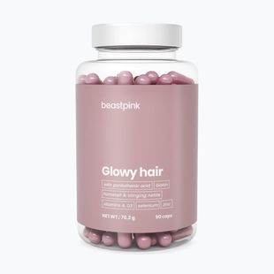 Doplnok GymBeam Glowy Hair - BeastPink 90 capsules