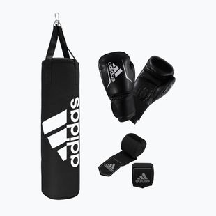 Boxerská súprava adidas Performance vak + rukavice + bandáž čierno-biela ADIBAC11KIT-EUN